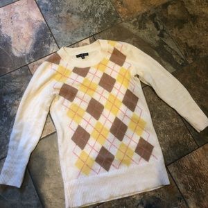 GAP Argyle Pattern Cream and Brown Wool Sweater
